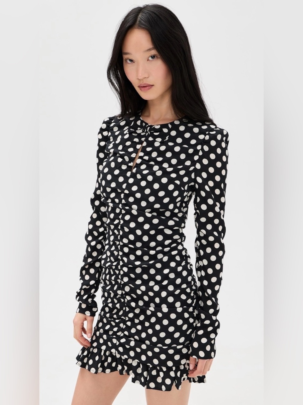 Essentiel Antwerp Jast Ruched Polkadot Mini Dress FR34 NWT